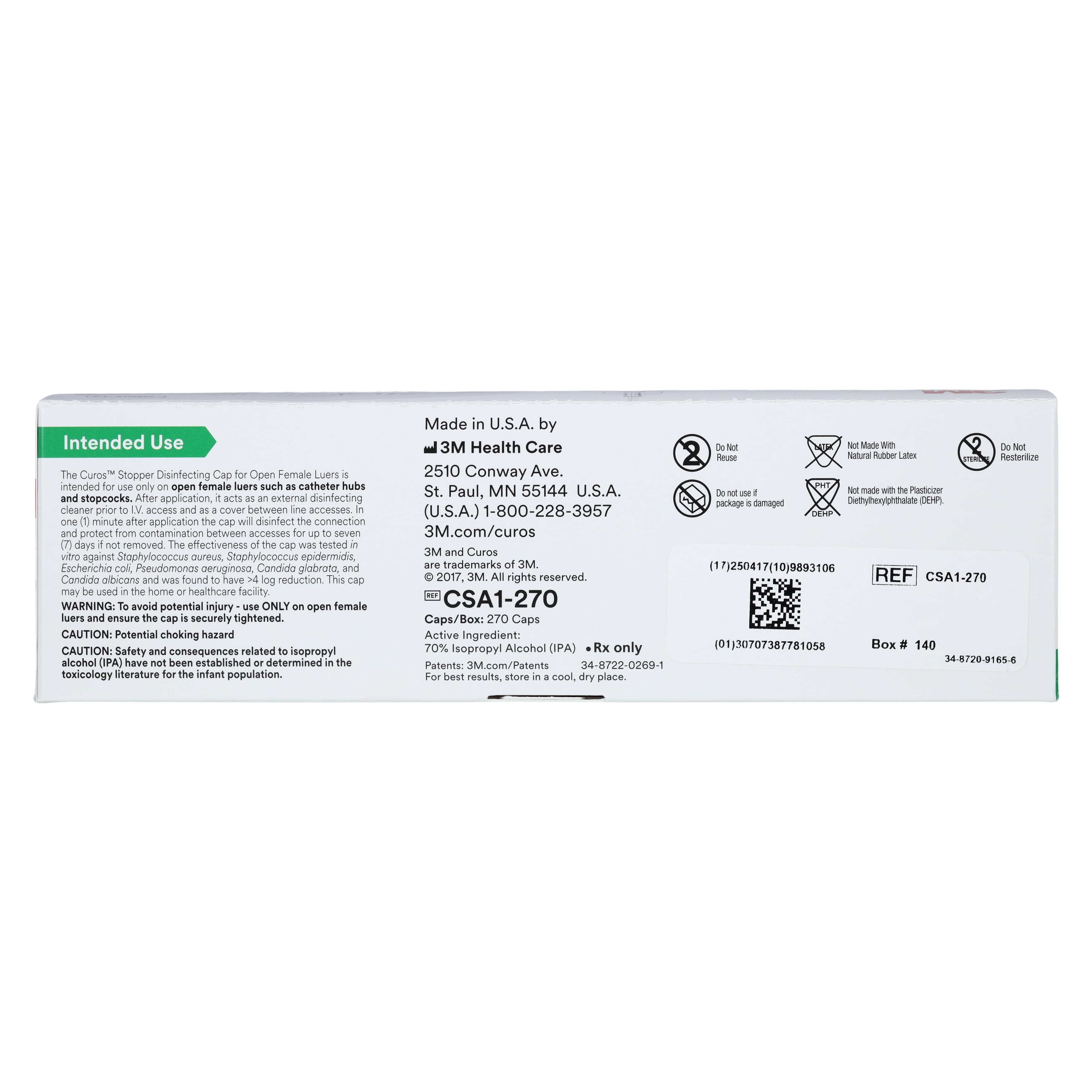 Curos Stopper Disinfecting Cap for Open Female Luers, Sterile, 270/Box, CSA1-270 thumbnail 4