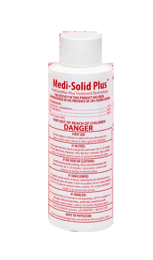 Medi-Solid Plus Spill Solidifier/Disinfectant, White, 1200cc Twist Top Bottle, Non-Sterile, 100/Case - Solidifier w/ Treatment - Image 1