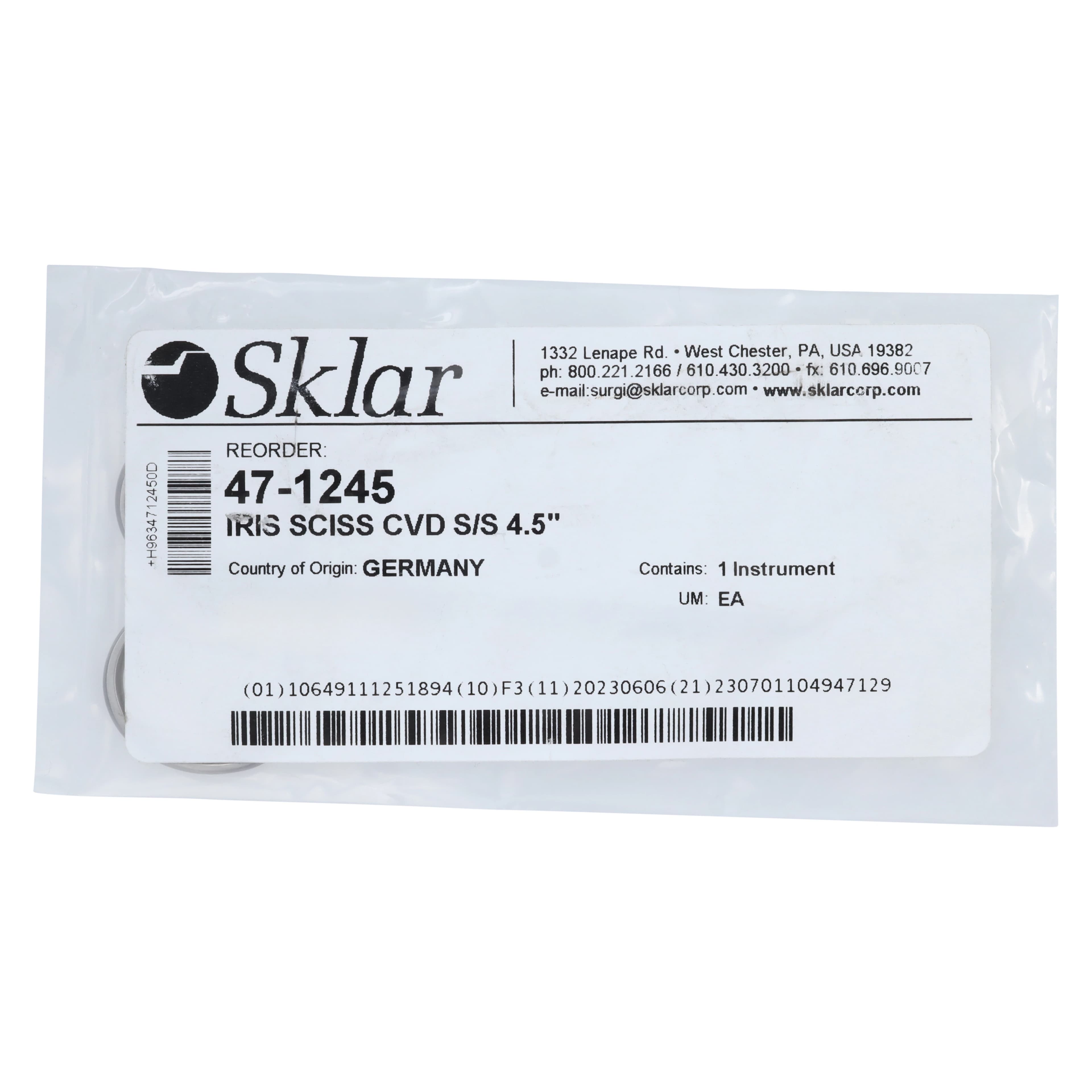 Sklar Instruments Iris Scissors, Curved, 4-1/2" Stainless Steel, Non-Sterile, Reusable, Each thumbnail 2