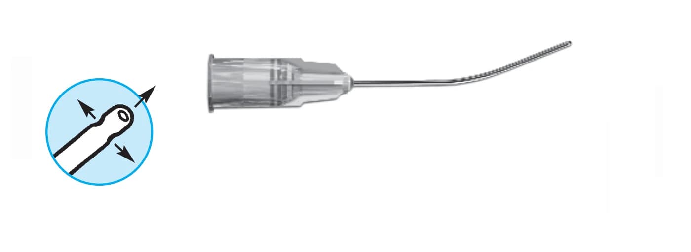 Summit Medical Subtenon Cannula, 19G x 1", Curved, Tri-Port - Cannula Tri-Port Subtenon Curv - Image 1