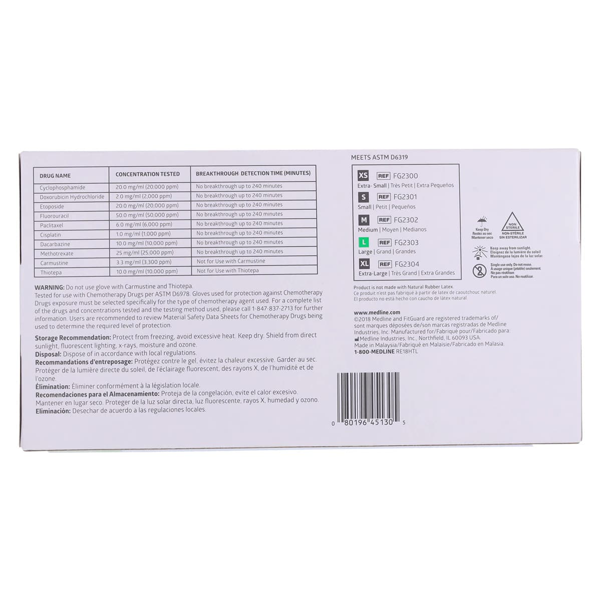 Medline FitGuard Prime Nitrile Exam Gloves, Powder-Free, Latex-Free, Large, Violet Blue, 250/Box thumbnail 7