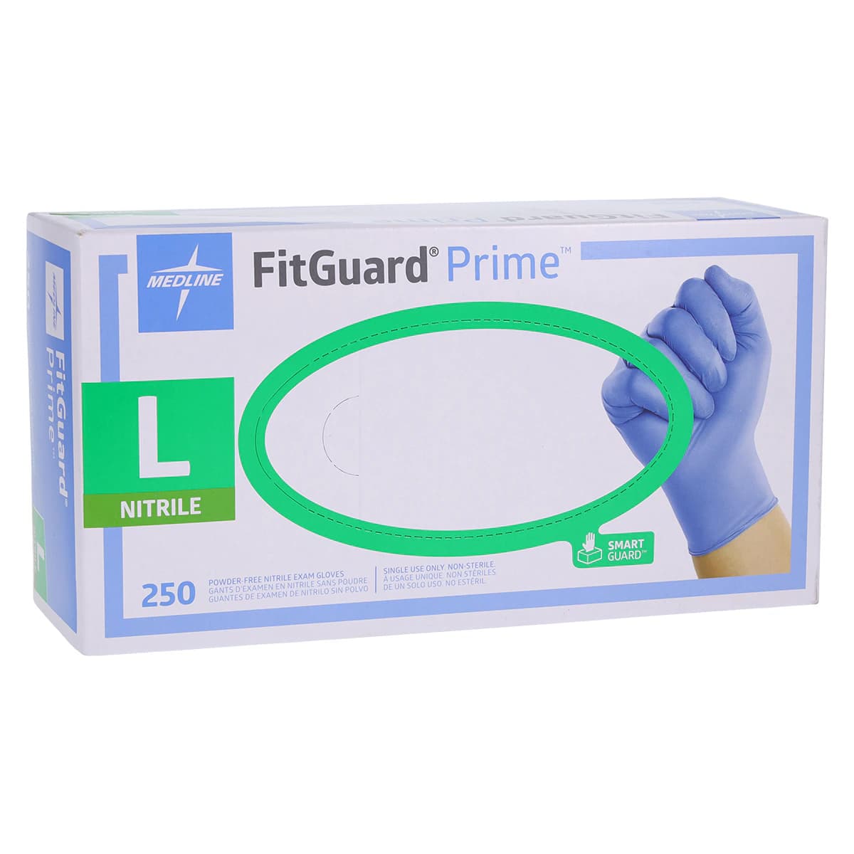 Medline FitGuard Prime Nitrile Exam Gloves, Powder-Free, Latex-Free, Large, Violet Blue, 250/Box thumbnail 4
