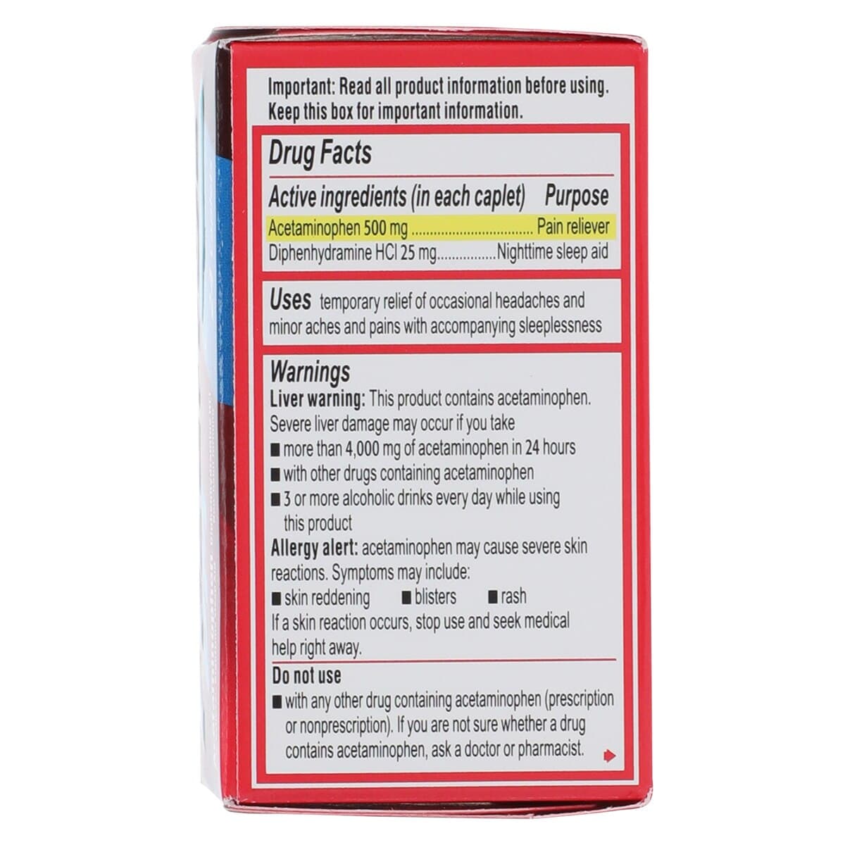 Tylenol PM Extra Strength Pain Reliever & Nighttime Sleep Aid Caplets, 500mg Acetaminophen / 25mg Diphenhydramine HCl, 24 Count thumbnail 5