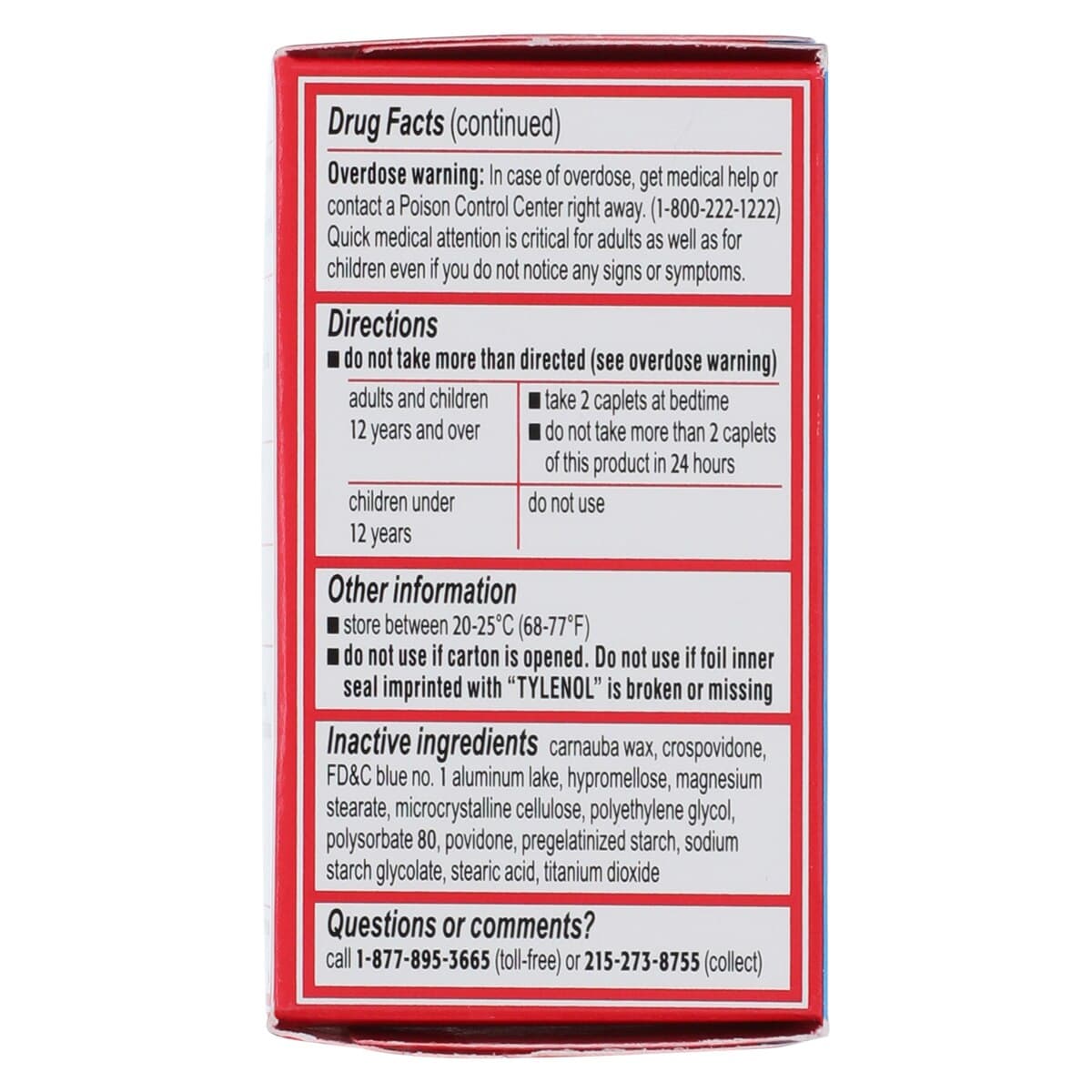 Tylenol PM Extra Strength Pain Reliever & Nighttime Sleep Aid Caplets, 500mg Acetaminophen / 25mg Diphenhydramine HCl, 24 Count thumbnail 4