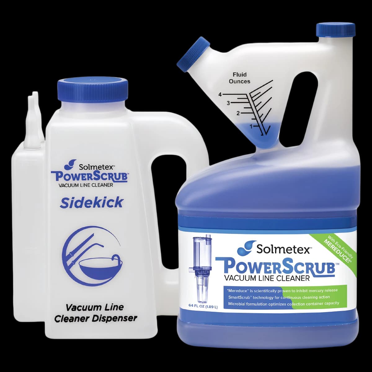 Solmetex PowerScrub Vacuum Line Cleaner Intro Kit, 64 oz Bottle with Sidekick Dispenser, PCS-VLIK thumbnail 5