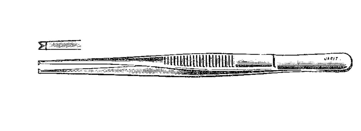 Jarit Tissue Forceps, 1x2 Teeth, Matte Finish, 6" - Forcep Tissue Teeth 1x2 Matte - Image 1