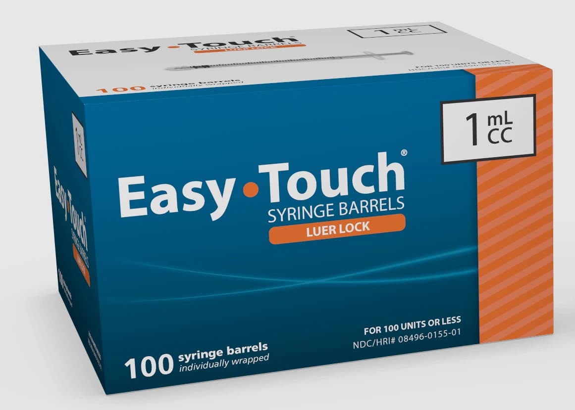 EasyTouch Luer Lock Syringe Barrel, 1cc, Clear, Low Dead Space, Graduated, Disposable, 100/Box - Syringe Barrel Luer Lock - Image 1
