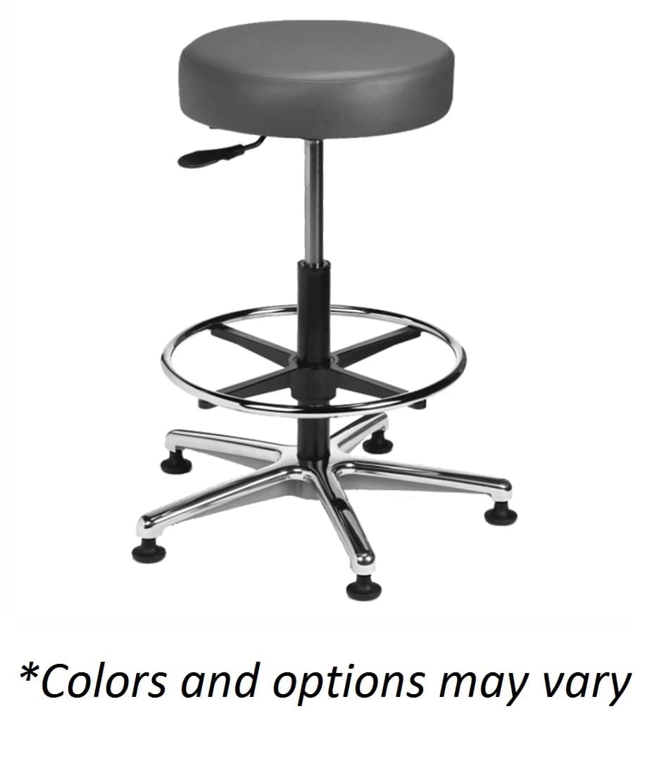 Brewer Vinyl Round Series Exam Stool, Black Satin, 24-34.5"H, 250 lb Capacity - Stool Vinyl Round 24-34.5"H - Image 1