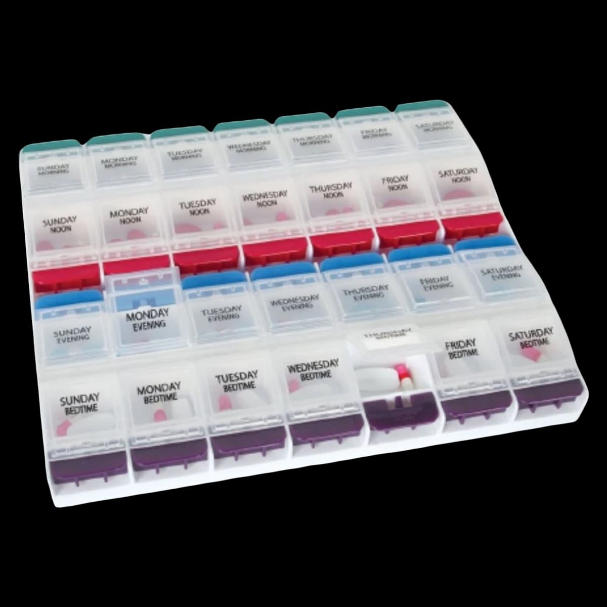 Medtime Push Button Pill Planner, 3 per Package - Planner Pill Medtime Push Bttn - Image 1