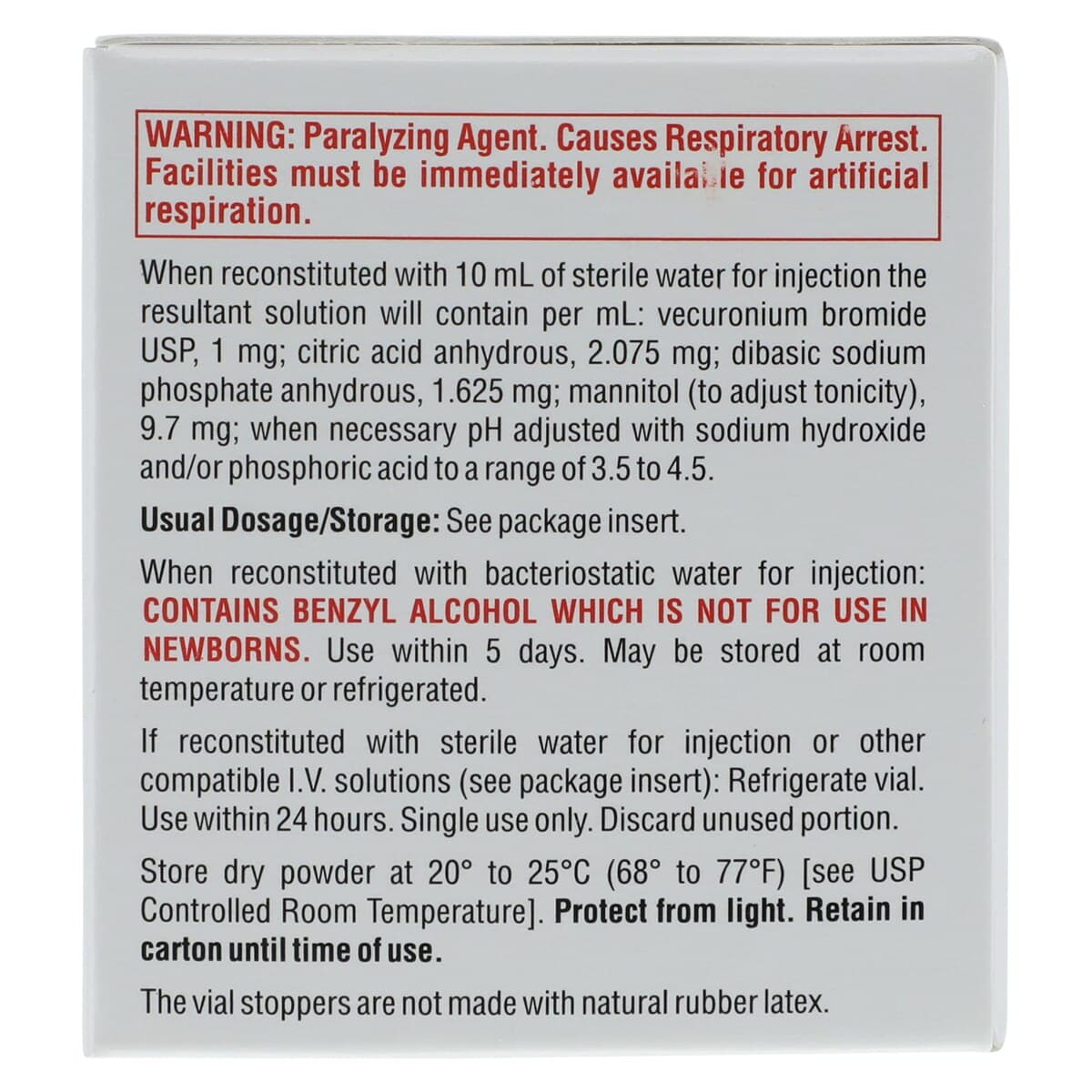 Vecuronium Bromide Injection, 10mg/Vial, 10mL Vial, 10/Package thumbnail 6