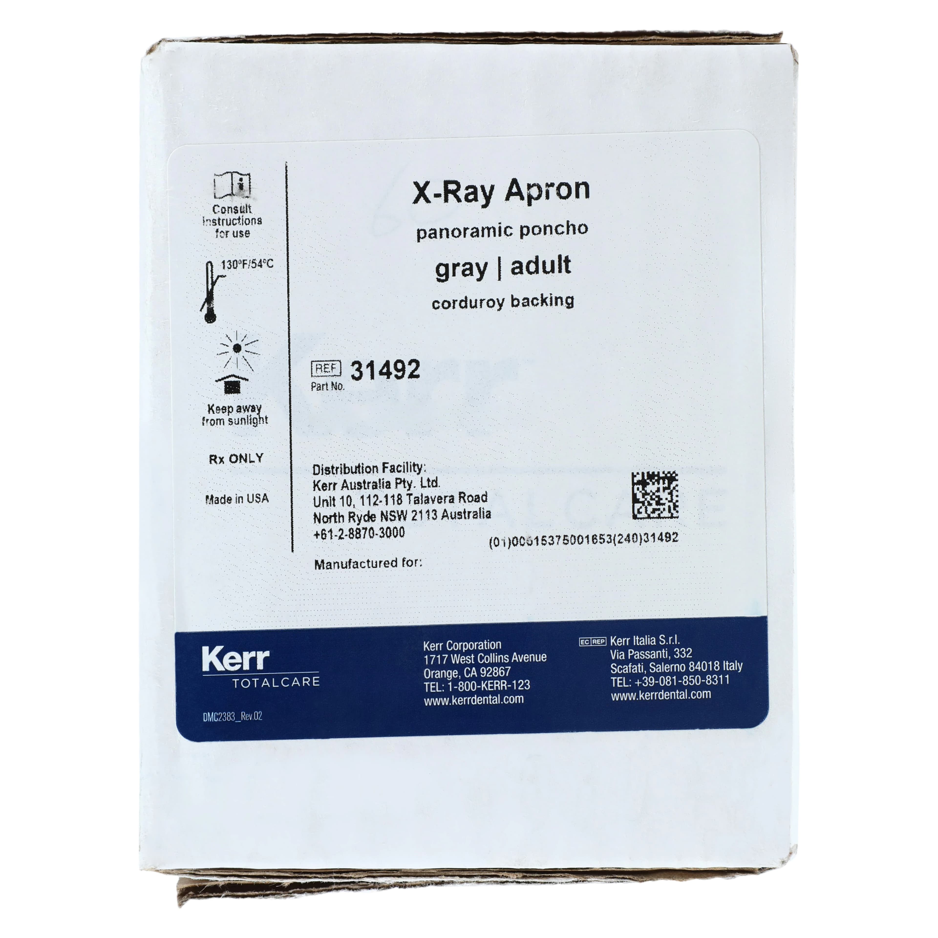 Kerr TotalCare Dux Leaded X-Ray Apron Panoramic Poncho, Adult, Gray, 0.3 mm Lead Equivalency, 31492 thumbnail 4