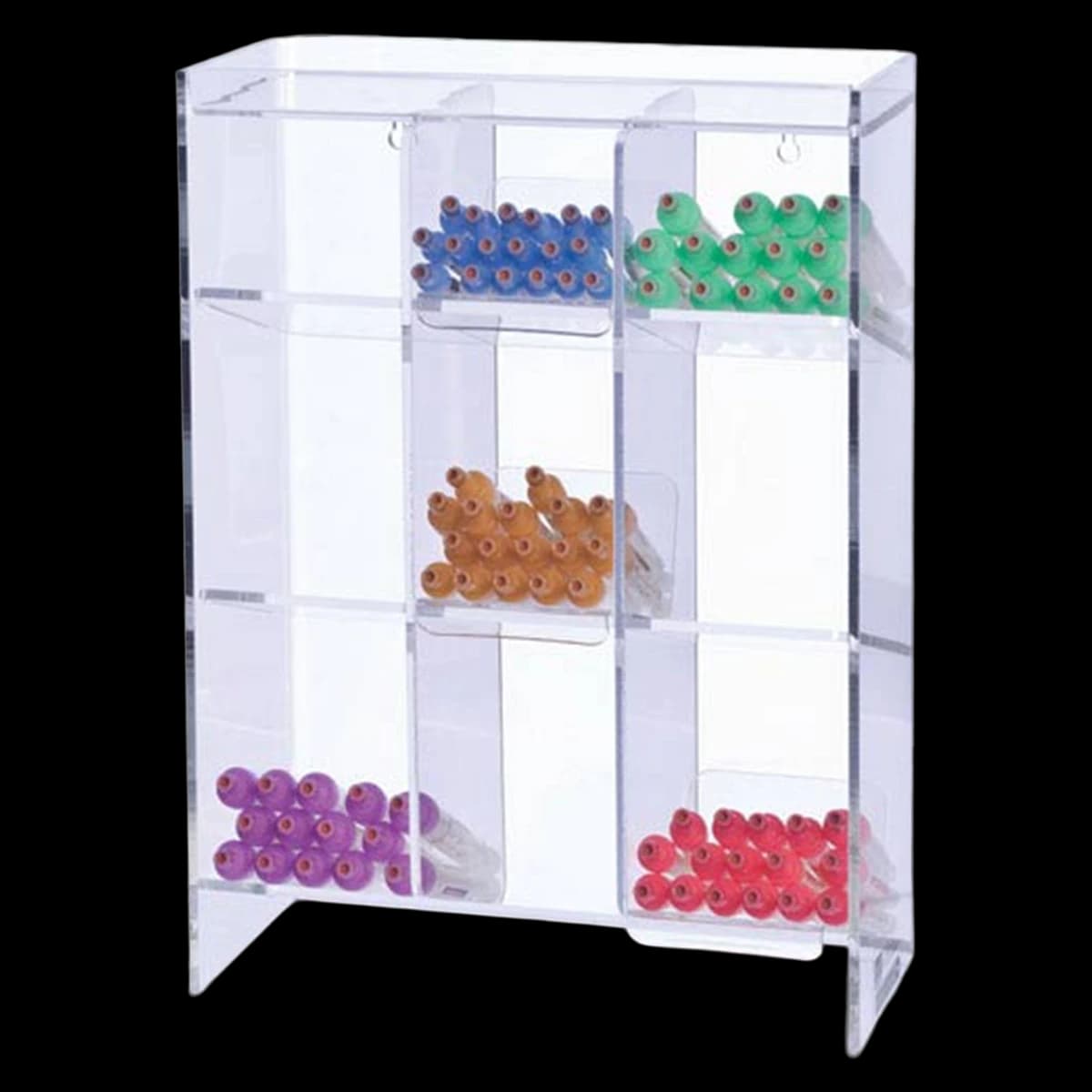 Marketlab Blood Collection Tube Rack, Acrylic, Clear, 9 Compartments, 5-1/2 x 12 x 16 in - Rack Tube Acrylic 12x5.5x16" - Image 1