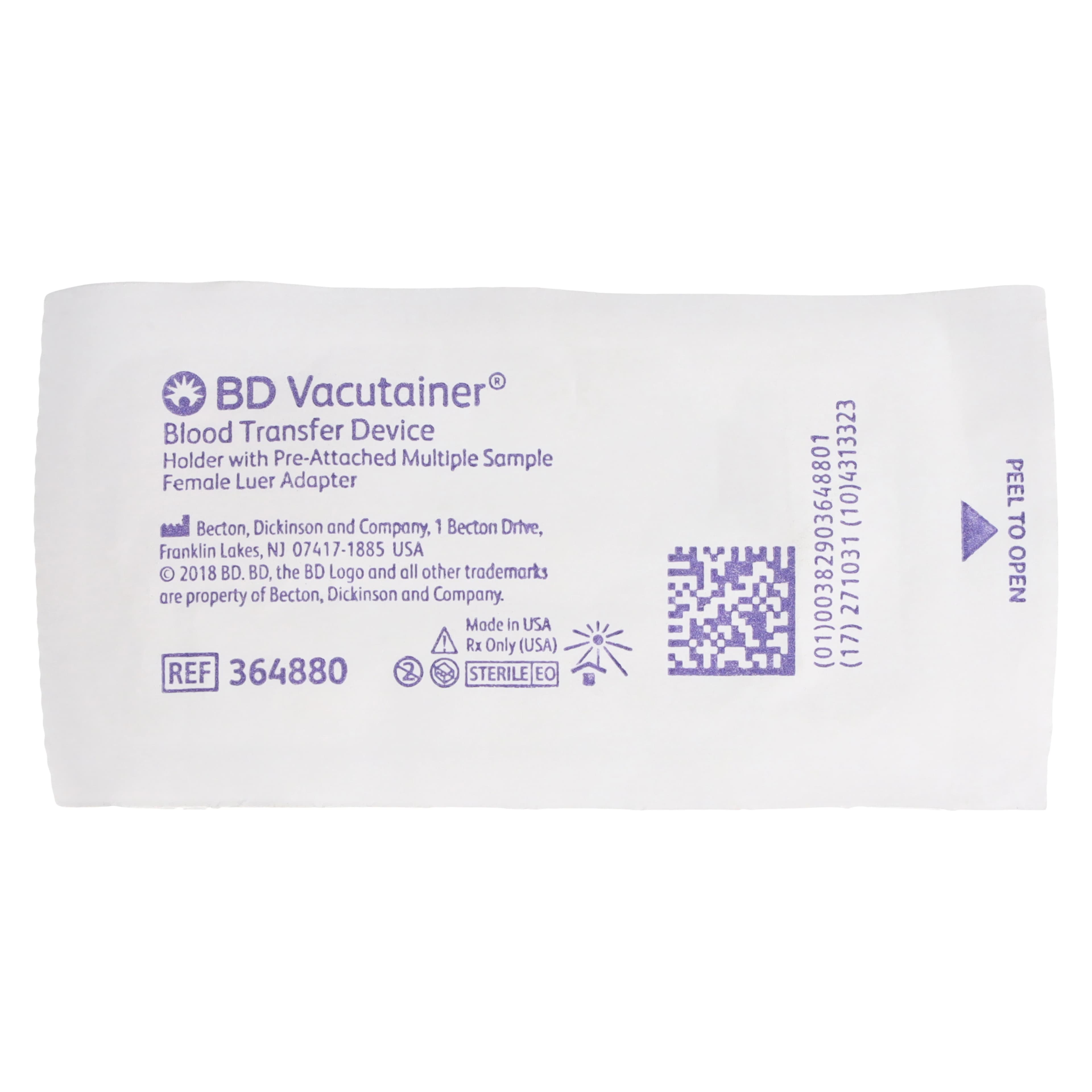 BD Vacutainer Blood Transfer Device with Luer Adapter, Needleless, Sterile, Clear/Red, Each thumbnail 2