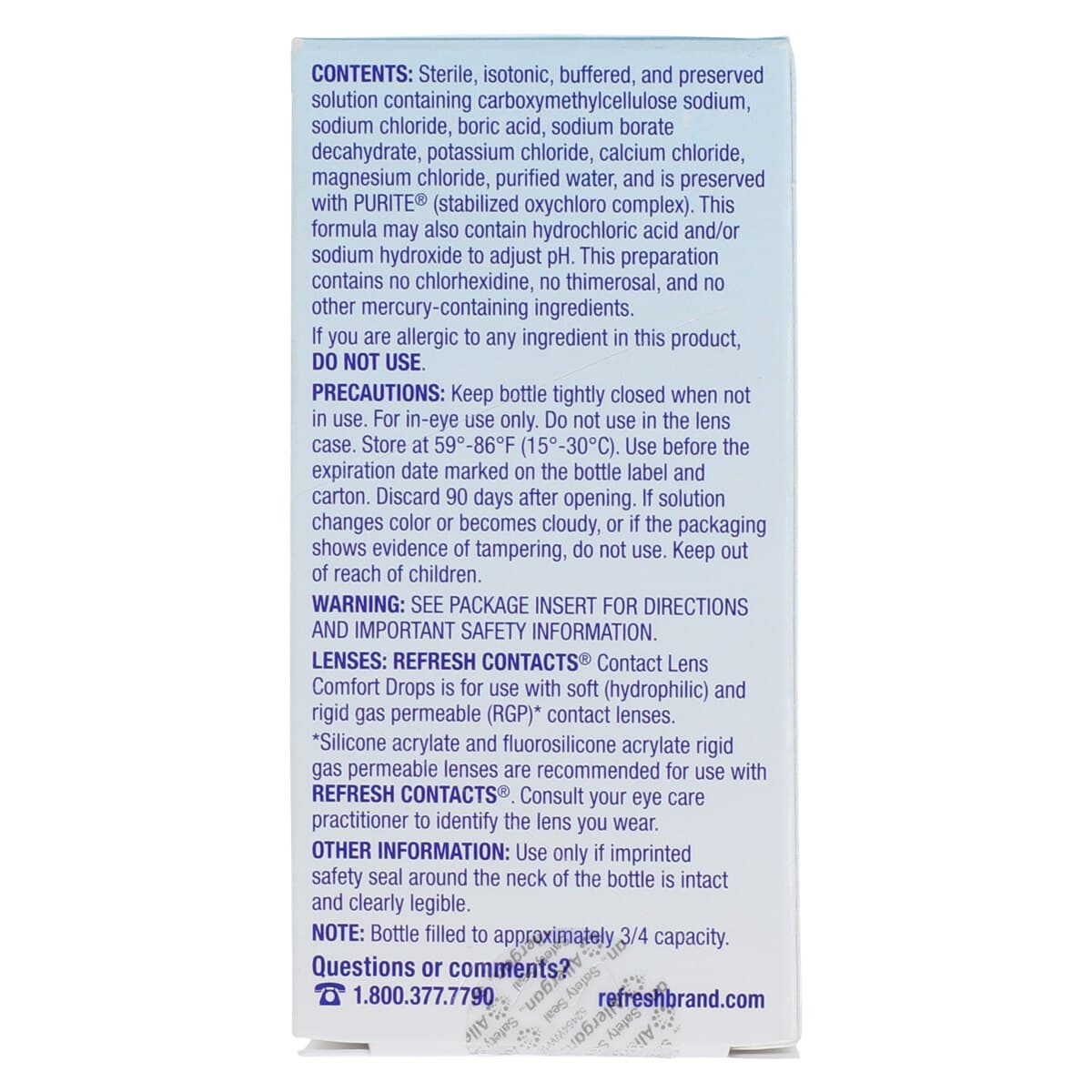 Refresh Contacts Comfort Drops Eye Lubricant, 12 mL/Bottle thumbnail 2