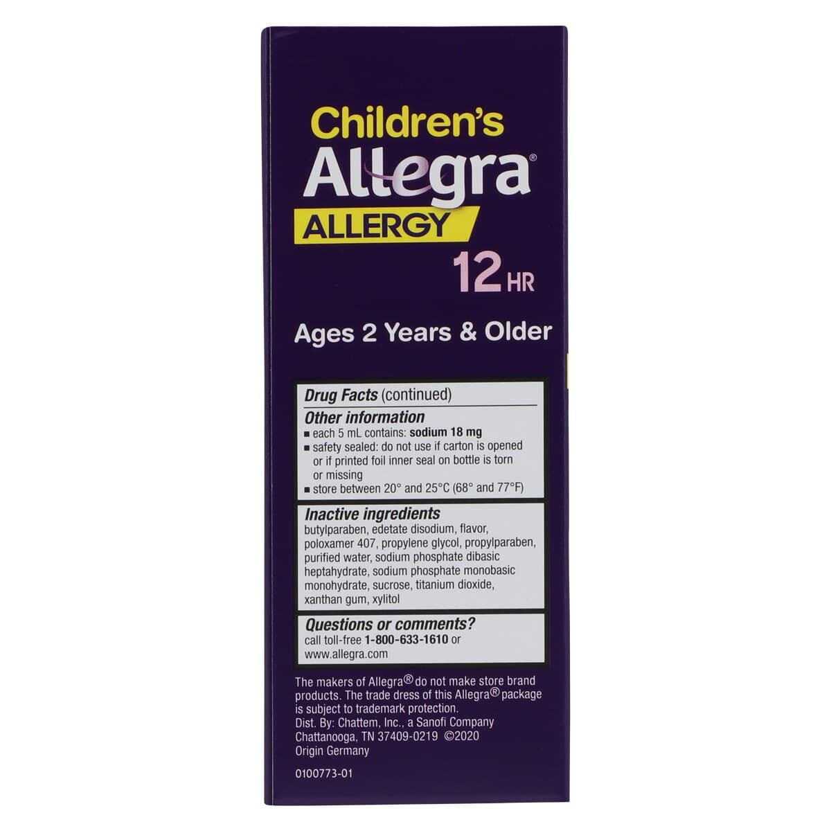 Allegra Children's Allergy Liquid Suspension, 30mg/5mL, 12-Hour, Berry Flavor, 4 oz Bottle thumbnail 4