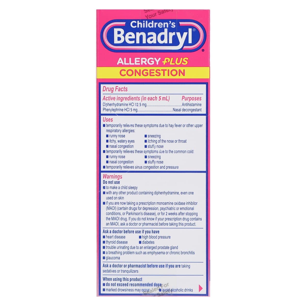 Benadryl Children's Allergy Liquid, Grape, 12.5 mg/5 mL, 4 oz Bottle thumbnail 5
