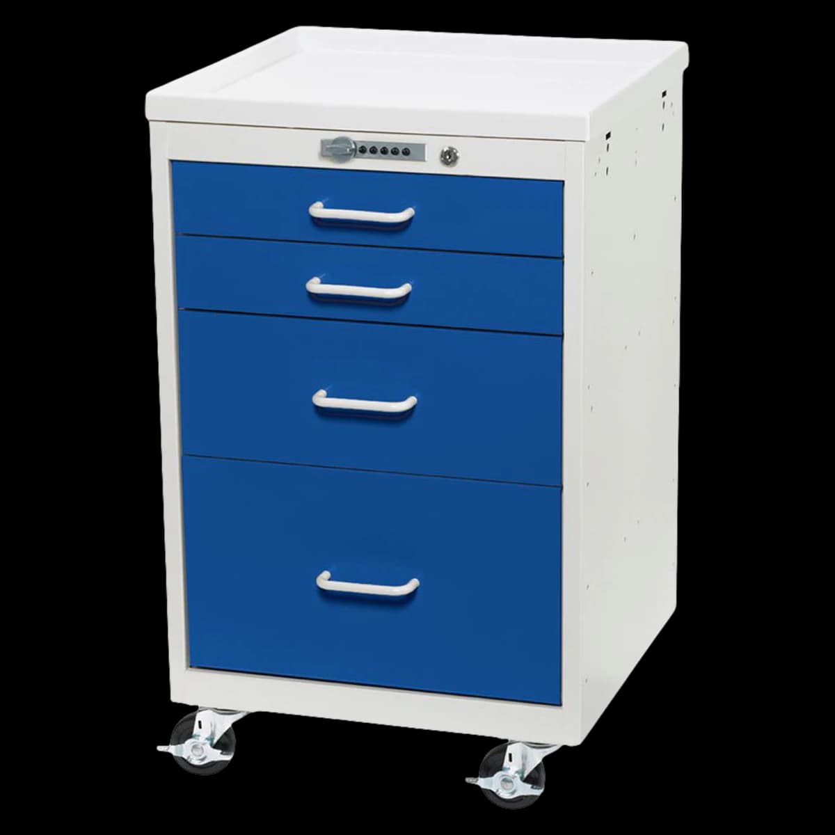 AliMed Mini Procedure Cart, 4 Drawer, 2-Tone Beige, 18.5"W x 18"D x 34"H, 3" Casters, Key Lock - Cart Mini 4 Drwr 2Tone Beige - Image 1