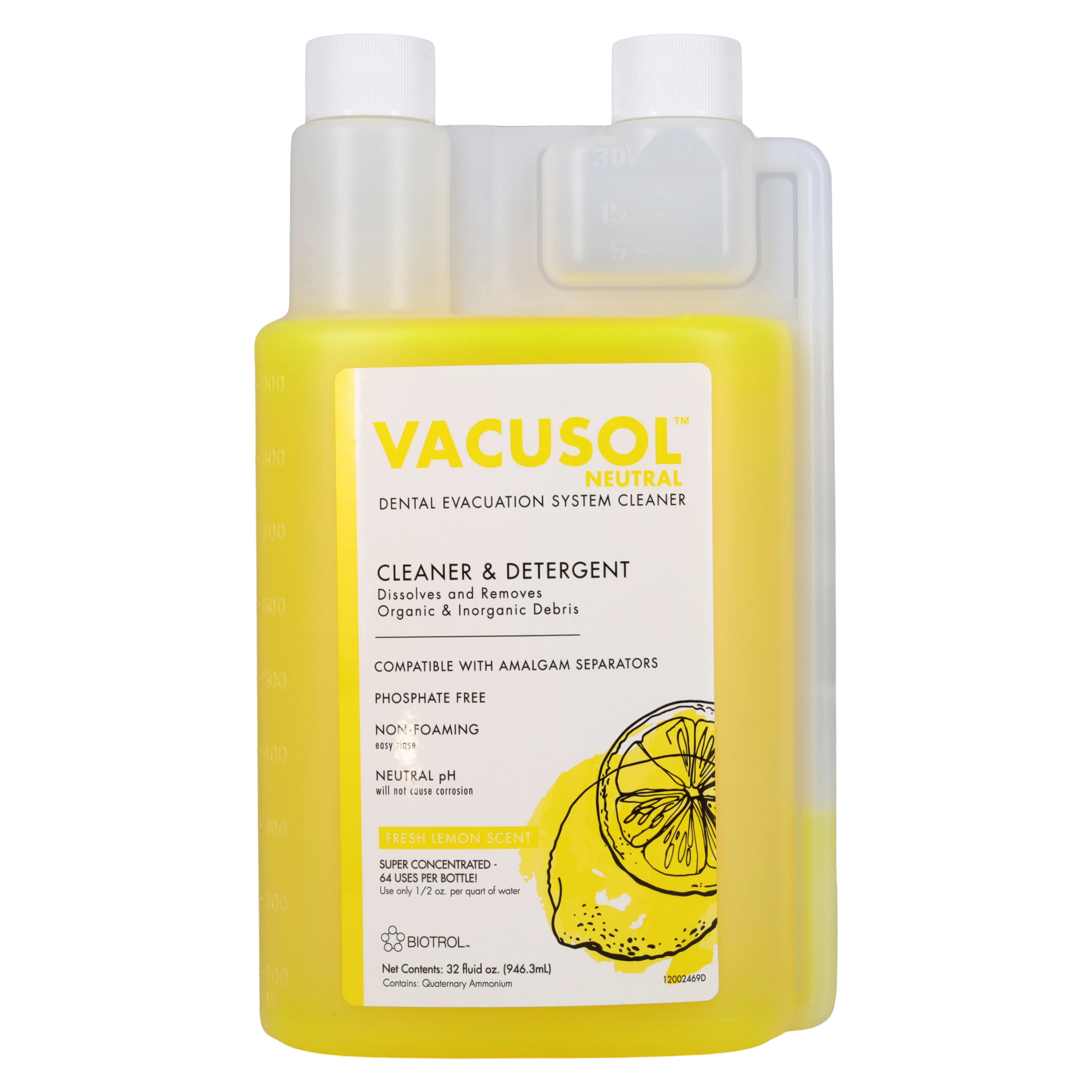 Vacusol Neutral Dental Evacuation System Cleaner Starter Kit, 32 oz Bottle with Atomizer, Lemon Scent, ED906 thumbnail 8