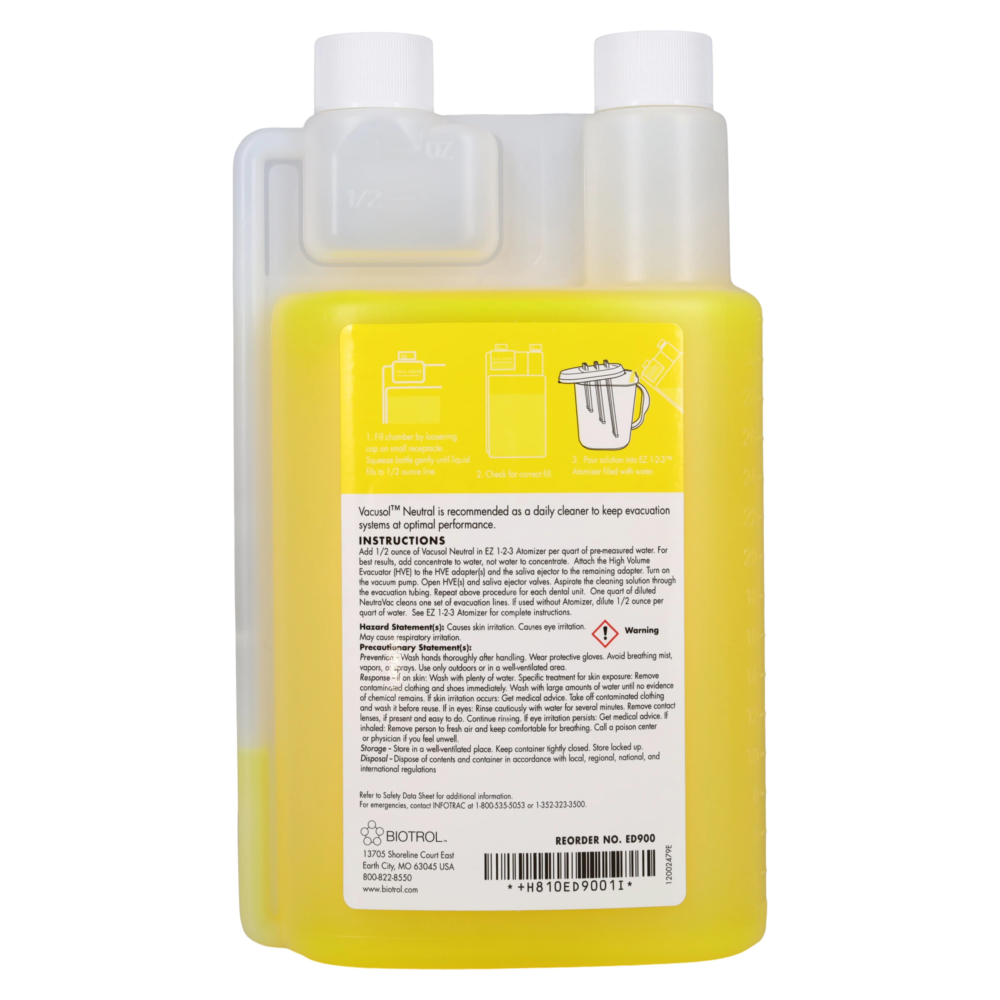 Vacusol Neutral Dental Evacuation System Cleaner Starter Kit, 32 oz Bottle with Atomizer, Lemon Scent, ED906 thumbnail 9