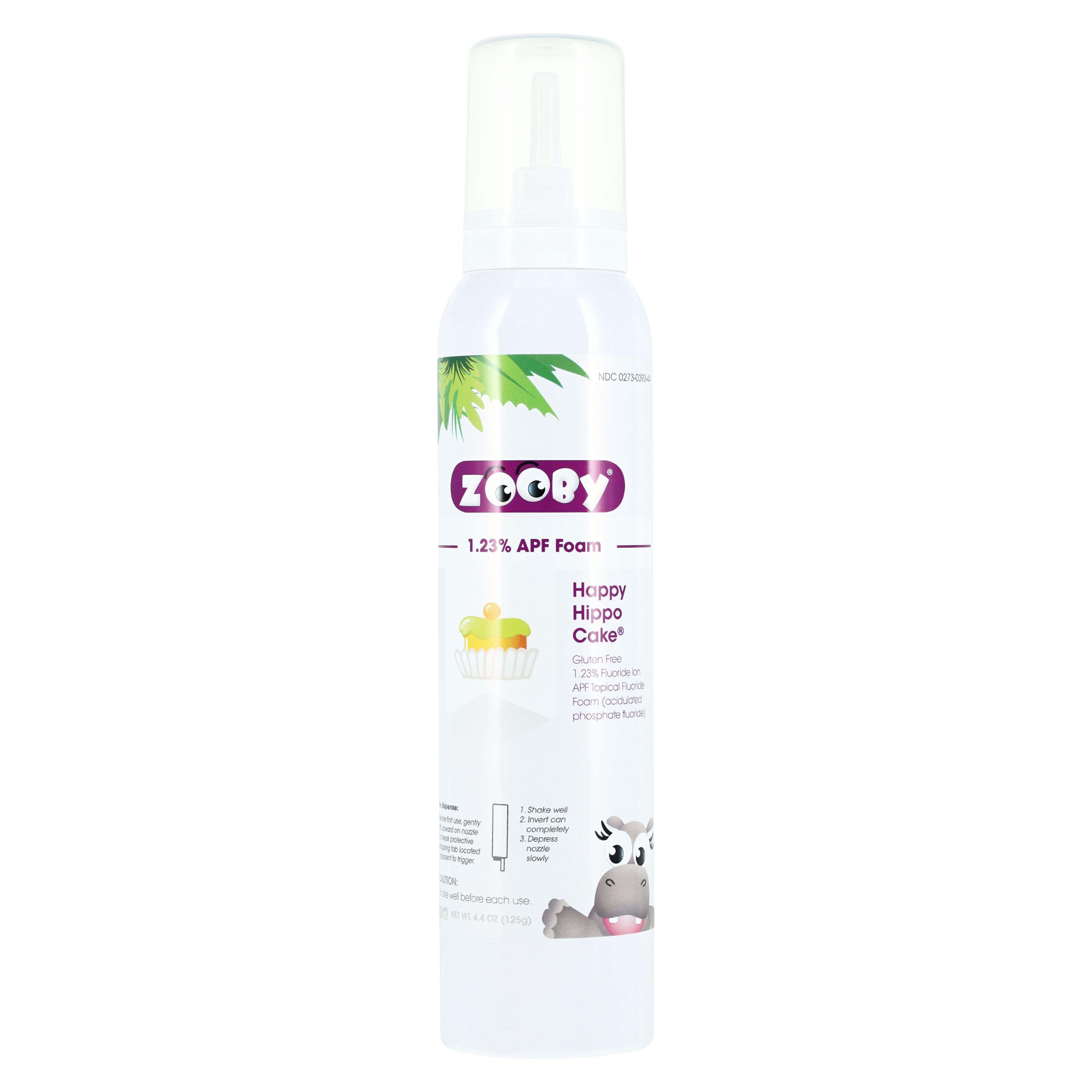 Zooby 1.23% APF Fluoride Foam, Happy Hippo Cake Flavor, 4.4 oz Can, 1/Pk, 613001 thumbnail 2