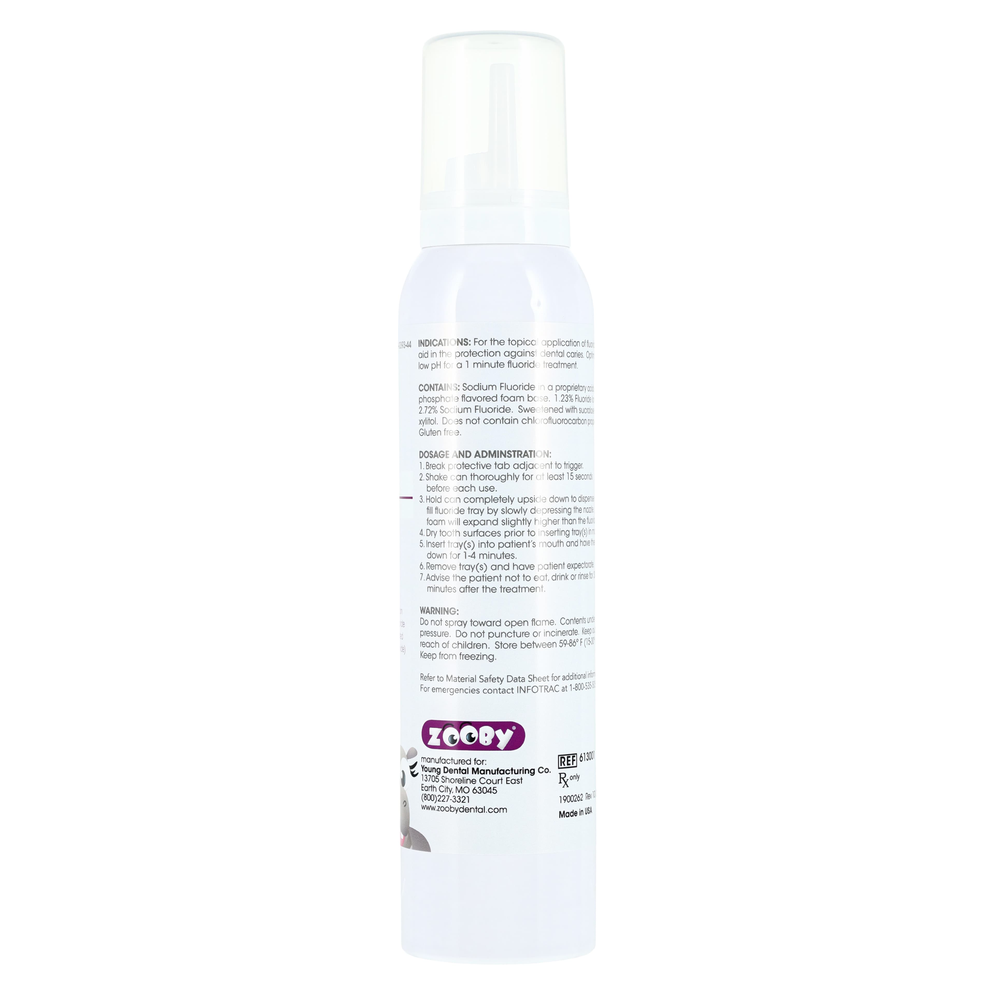 Zooby 1.23% APF Fluoride Foam, Happy Hippo Cake Flavor, 4.4 oz Can, 1/Pk, 613001 thumbnail 3