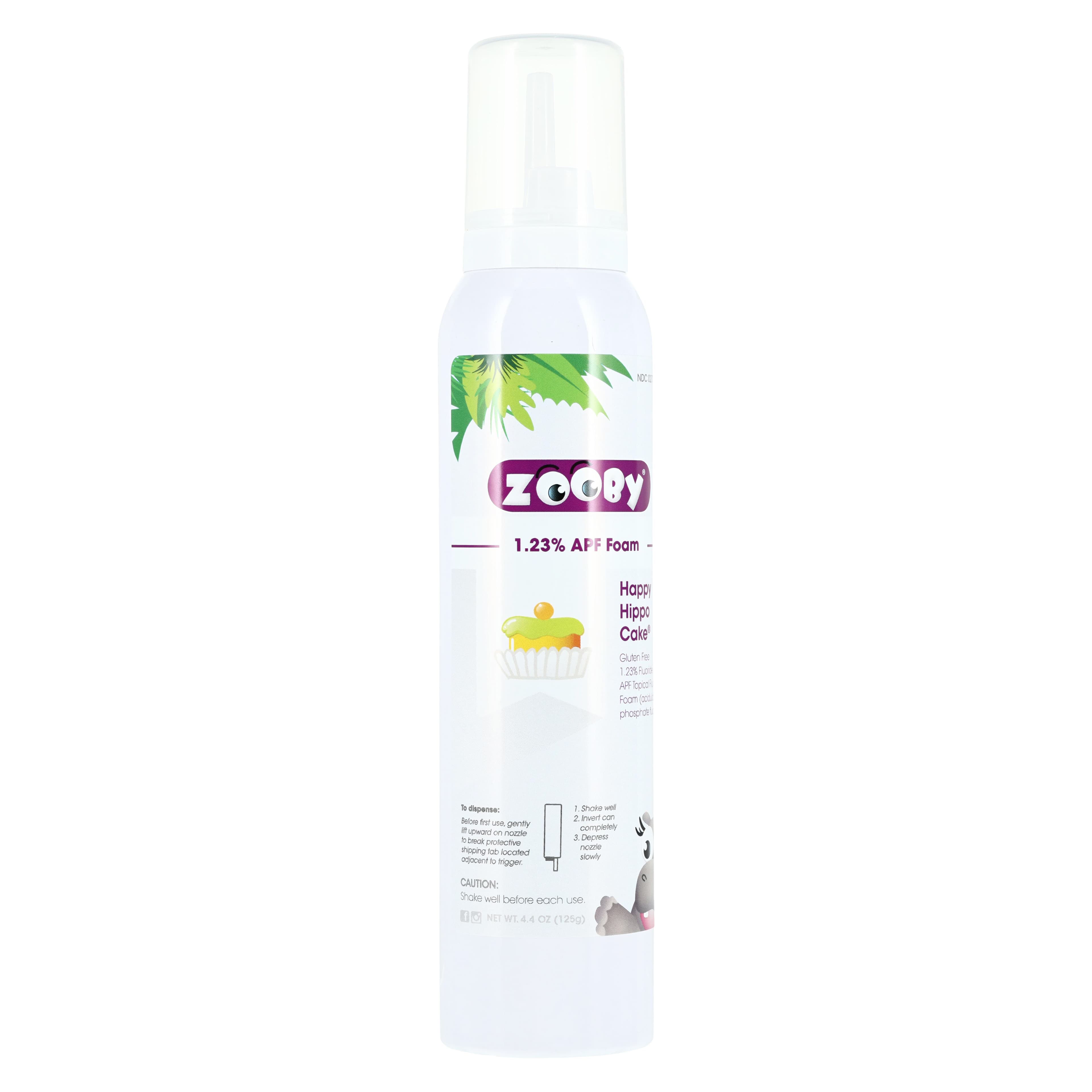 Zooby 1.23% APF Fluoride Foam, Happy Hippo Cake Flavor, 4.4 oz Can, 1/Pk, 613001 thumbnail 5