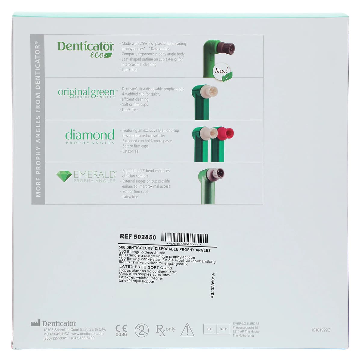 Denticolors Disposable Prophy Angles, Soft 4-Webbed Cup, Latex-Free, Assorted Colors, 500/Box, 502850 thumbnail 5