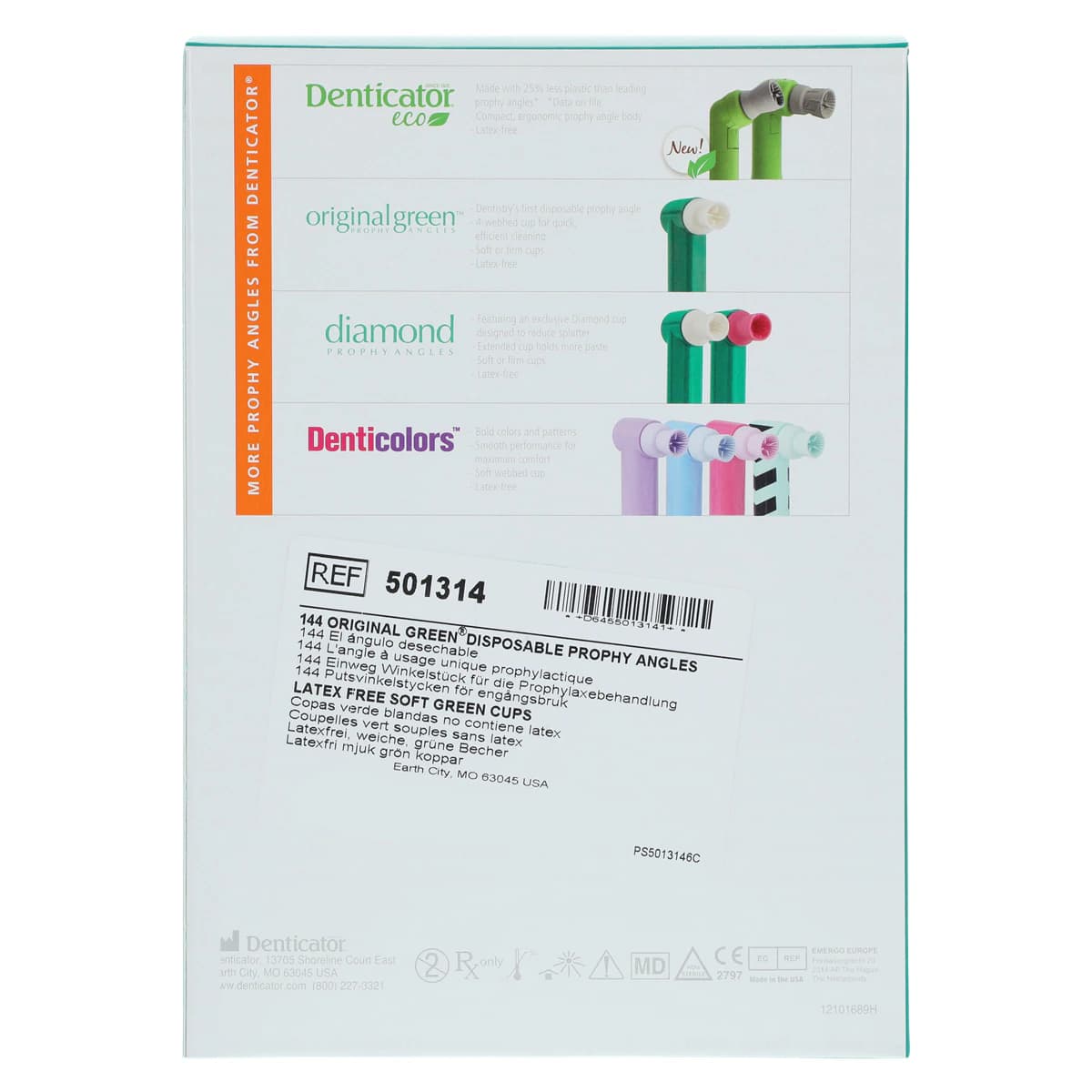 Denticator Original Green Disposable Prophy Angle, Soft Green Cup, 4-Web, Latex-Free, 90 Degree, 144/Box, 501314 thumbnail 4