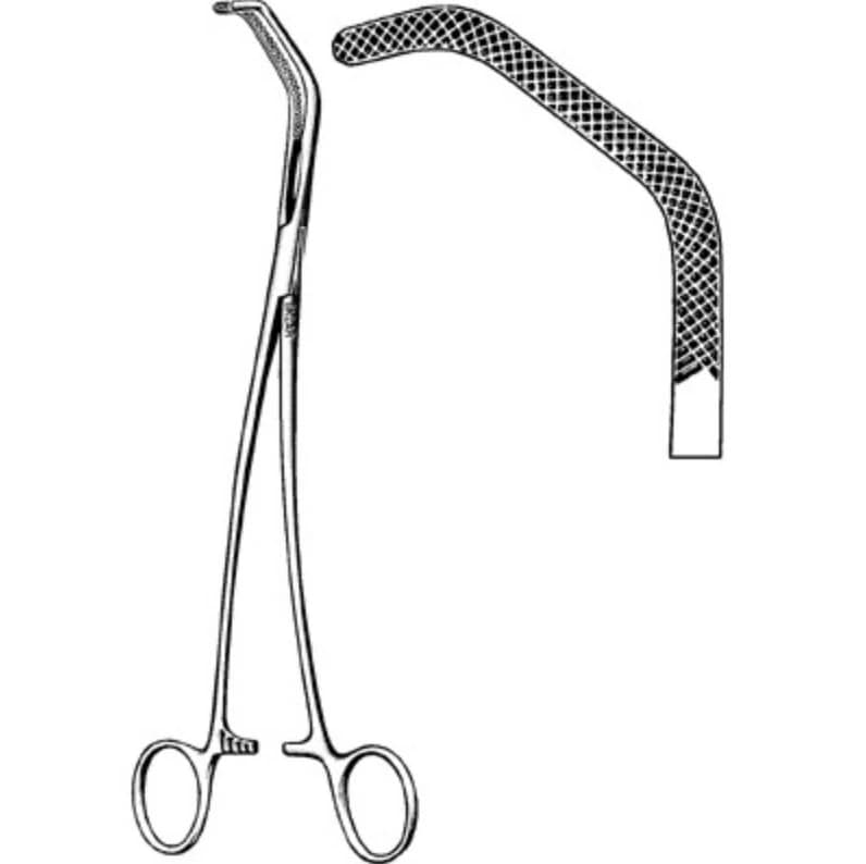 Sklar Instruments Satinsky Hemostatic Clamp, Angled, 9-1/2" Stainless Steel - Clamp Satinsky Vena Cava - Image 1
