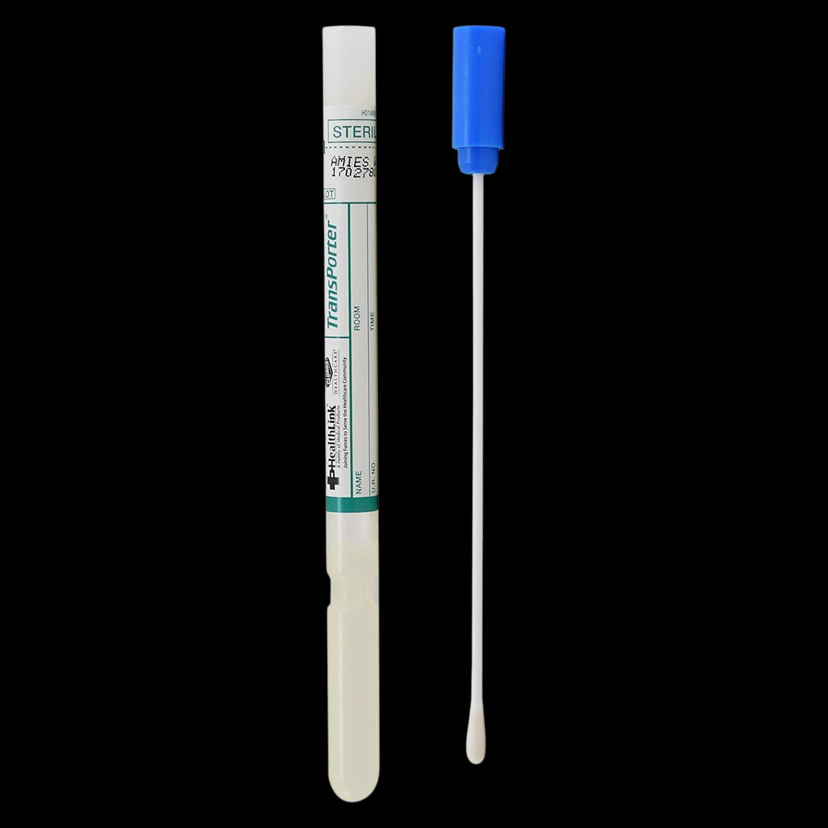 Hardy Diagnostics Transporter Amies Agar Gel, Sterile Single Swab, Rayon, without Charcoal, Blue Cap, Round Bottom, 50/Box - Transporter Amies Agar Gel - Image 1