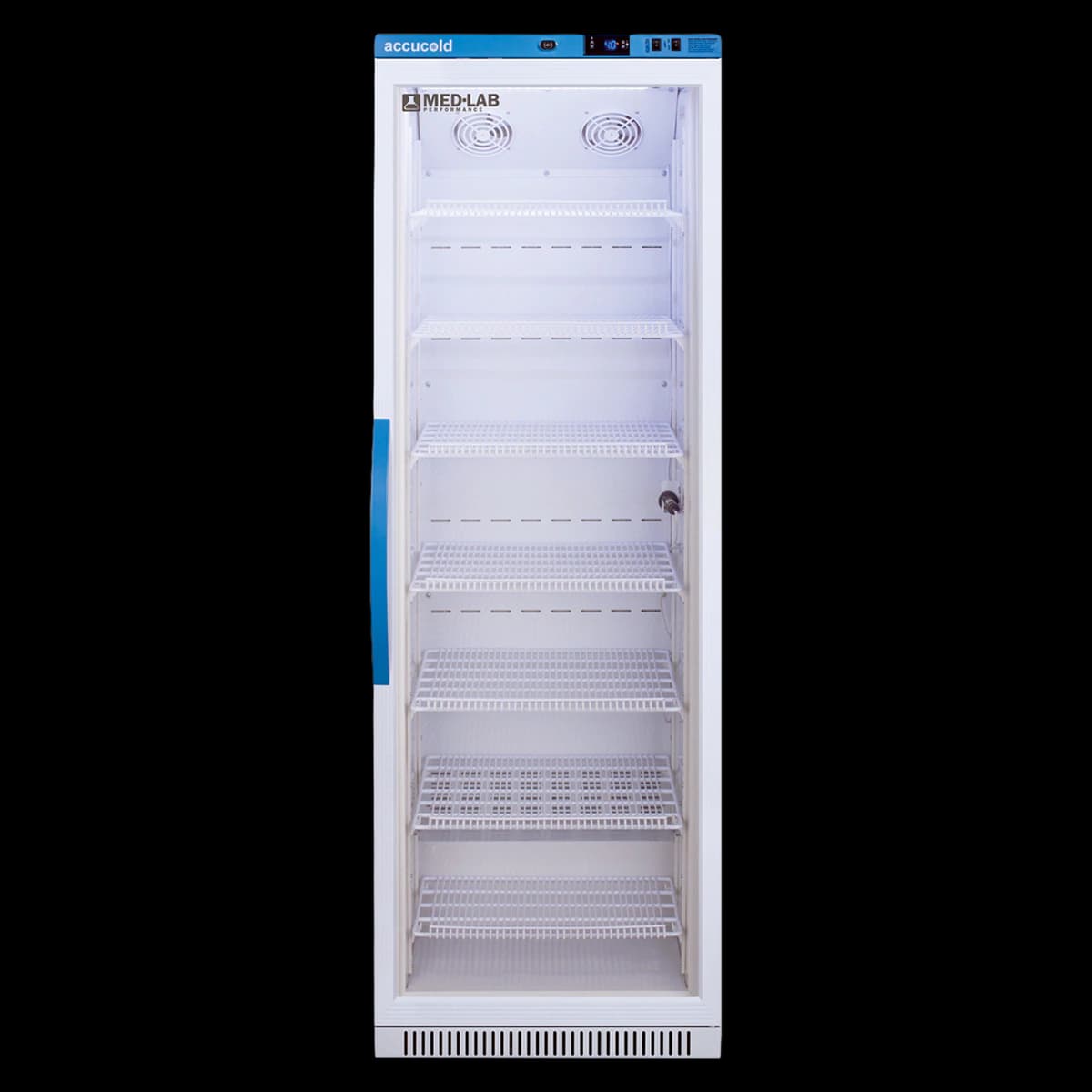 Accucold Laboratory Refrigerator, 15 Cu Ft, Glass Door, Right Hinge/Reversible, 2 to 10C, Automatic Defrost - Fridge Lab Upright Glass - Image 1