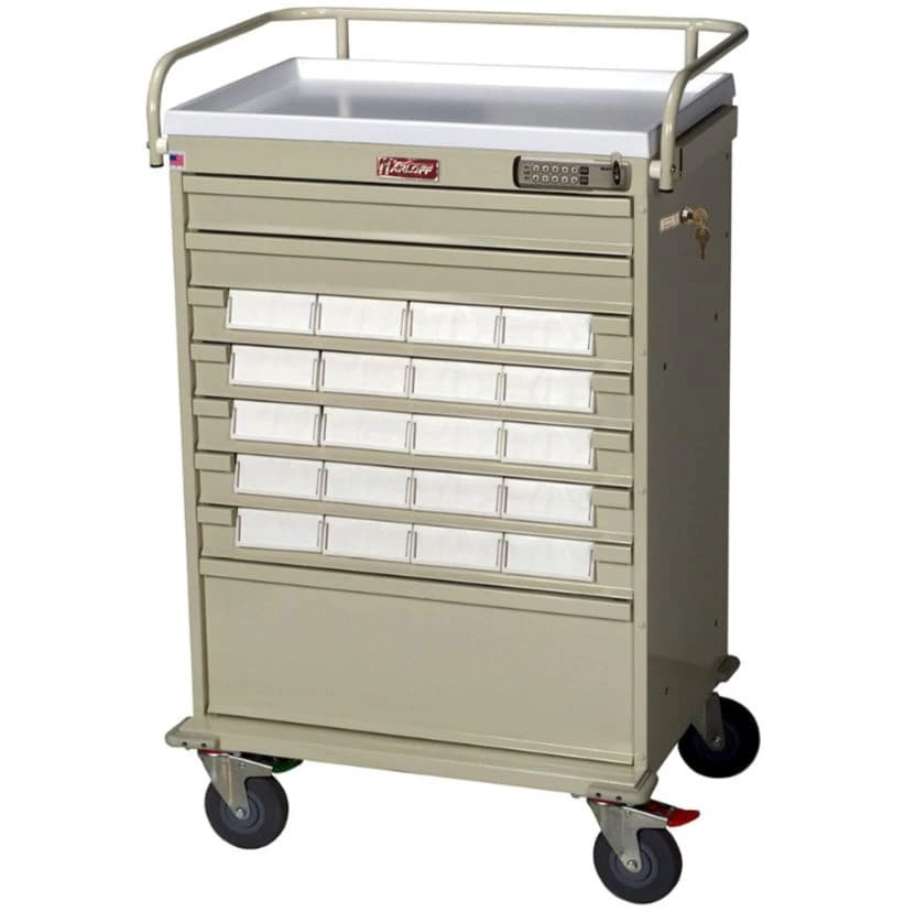 Harloff Value Med-Bin Cart, 8 Drawer, Push Lock, 29.5x22.5x46.75", 5" Swivel Casters - Cart Med-Bin 8 Drawr Push Lock - Image 1