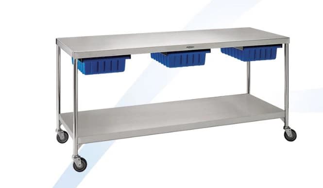 Pedigo Central Supply Table with Casters, 72" x 24" x 34", 4" Swivel Casters - Table Central Supply w/Casters - Image 1