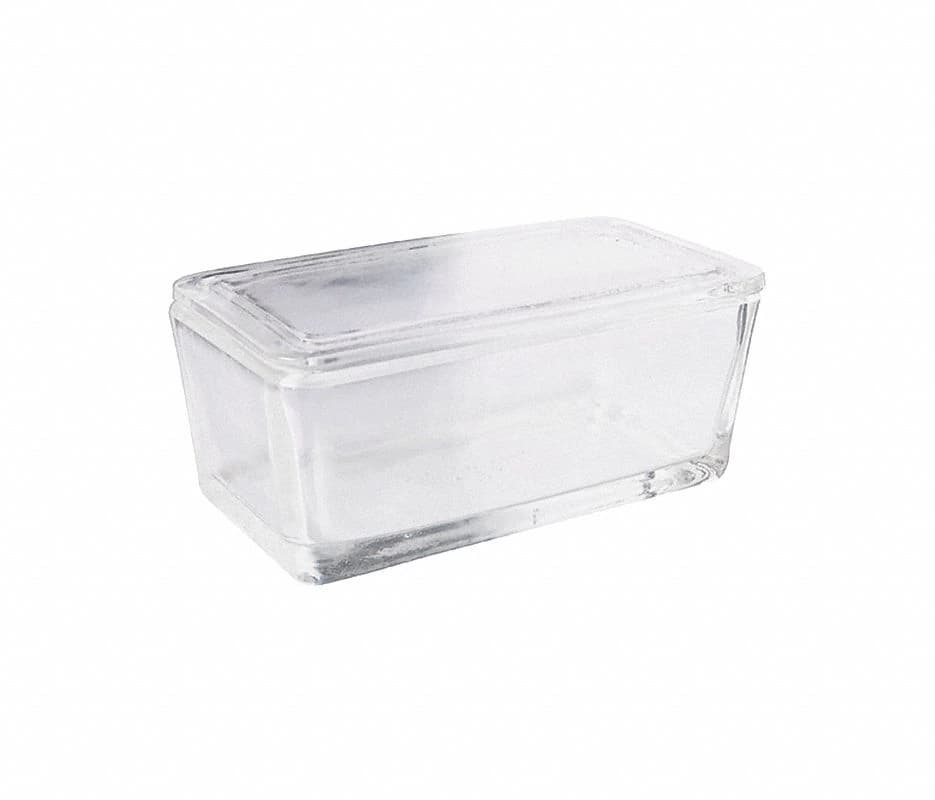Wheaton Staining Dish, Rectangular, 185x88x68mm, 50 Place, Clear Glass, with Cover, 3/Case - Dish Staining 185x88x68mm - Image 1