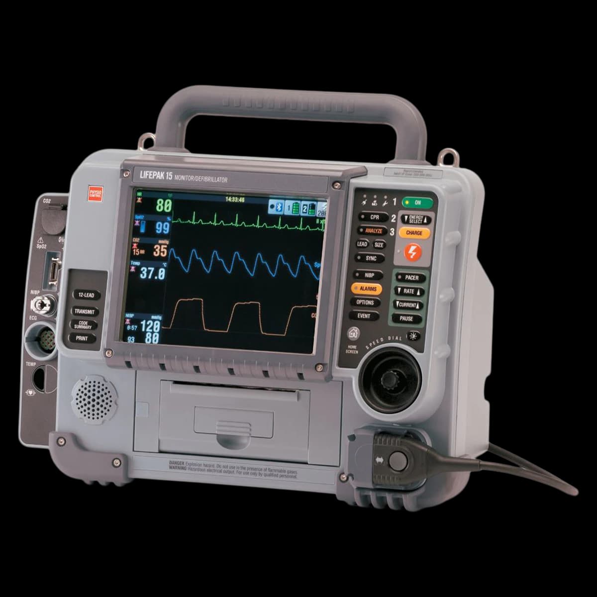 Physio-Control LIFEPAK 15 Monitor/Defibrillator with Trending, SpCO, NIBP, 12-Lead (AC/Battery Operated) - LifePak15 Trend SpCO NIBP 12Ld - Image 1