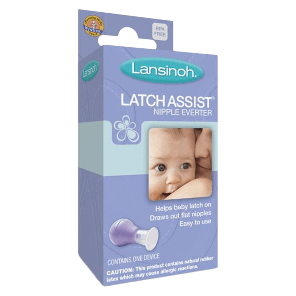 Lansinoh LatchAssist Nipple Everter, Purple, Reusable, 4/Pk, 6 Packs/Case (24/Case) - Everter Nipple LatchAssist - Image 1