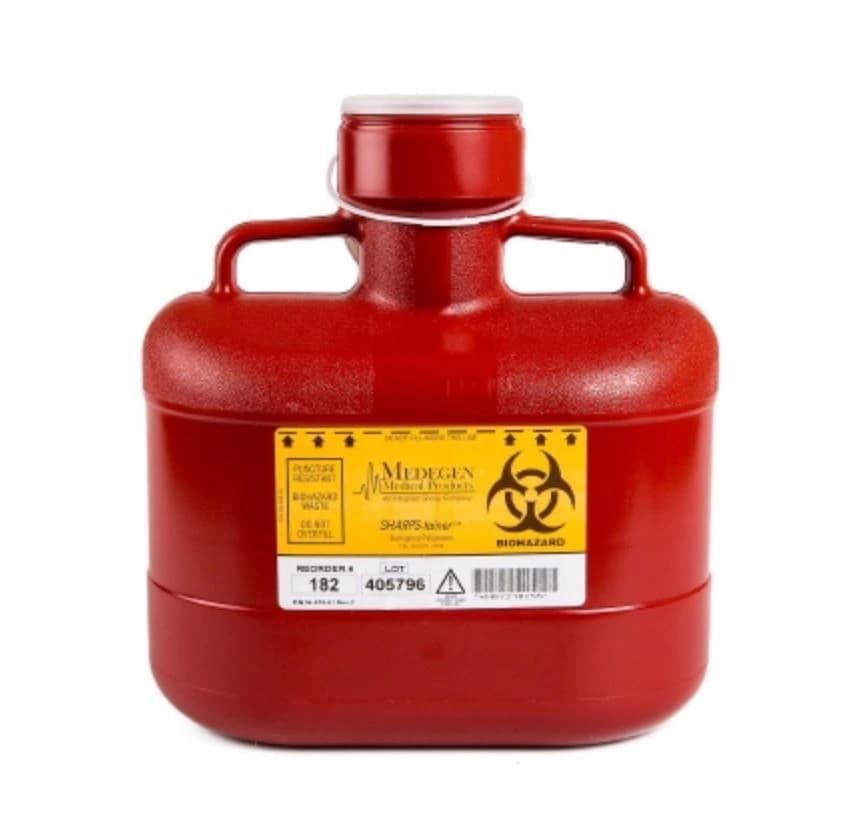 Medegen SharpStainer Sharps Container, 6.2 qt, Translucent, Vertical Entry, Medium, 12/Case - Container Sharps Translucent - Image 1
