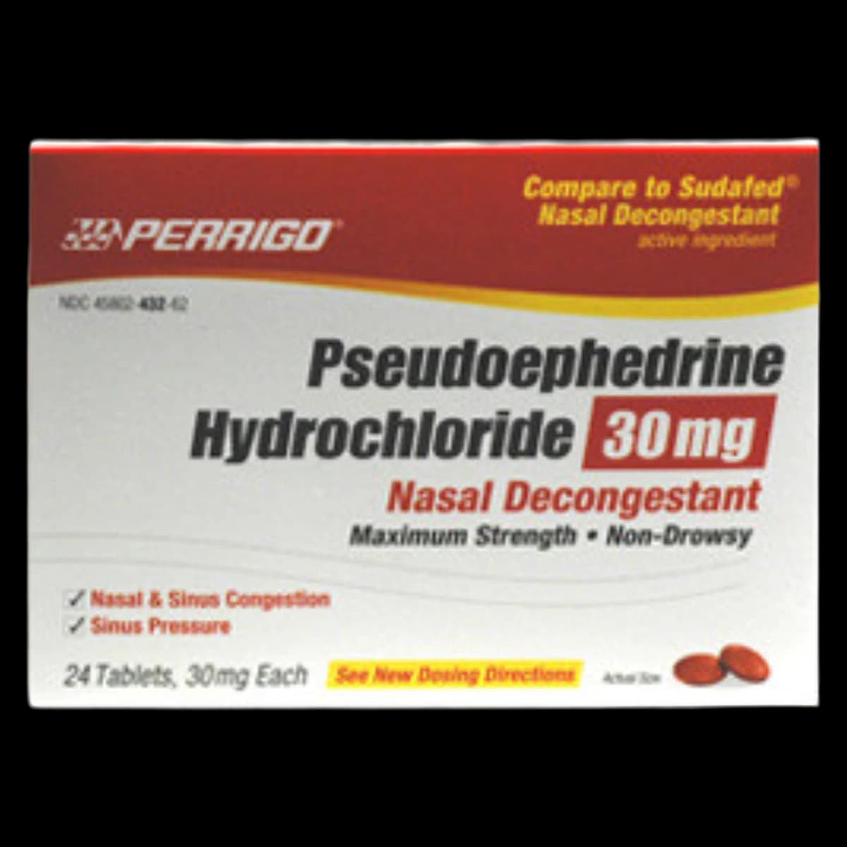 Pseudoephedrine HCl Tablets, 30mg, Sinus/Congestion Relief, 24/Box - Pseudoephedrine HCl Tablets - Image 1