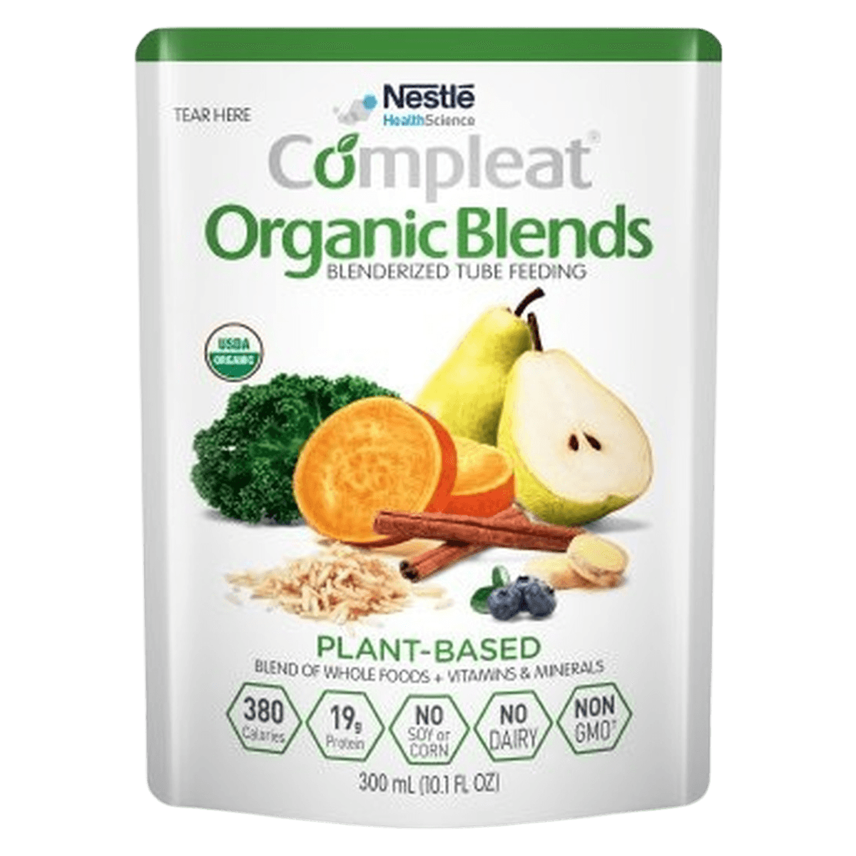 Compleat Organic Blends Plant-Based Oral/Tube Feeding Supplement, 300 mL (10.1 oz) Pouch, 24/Case - Supplement Tube Feed Compleat - Image 1