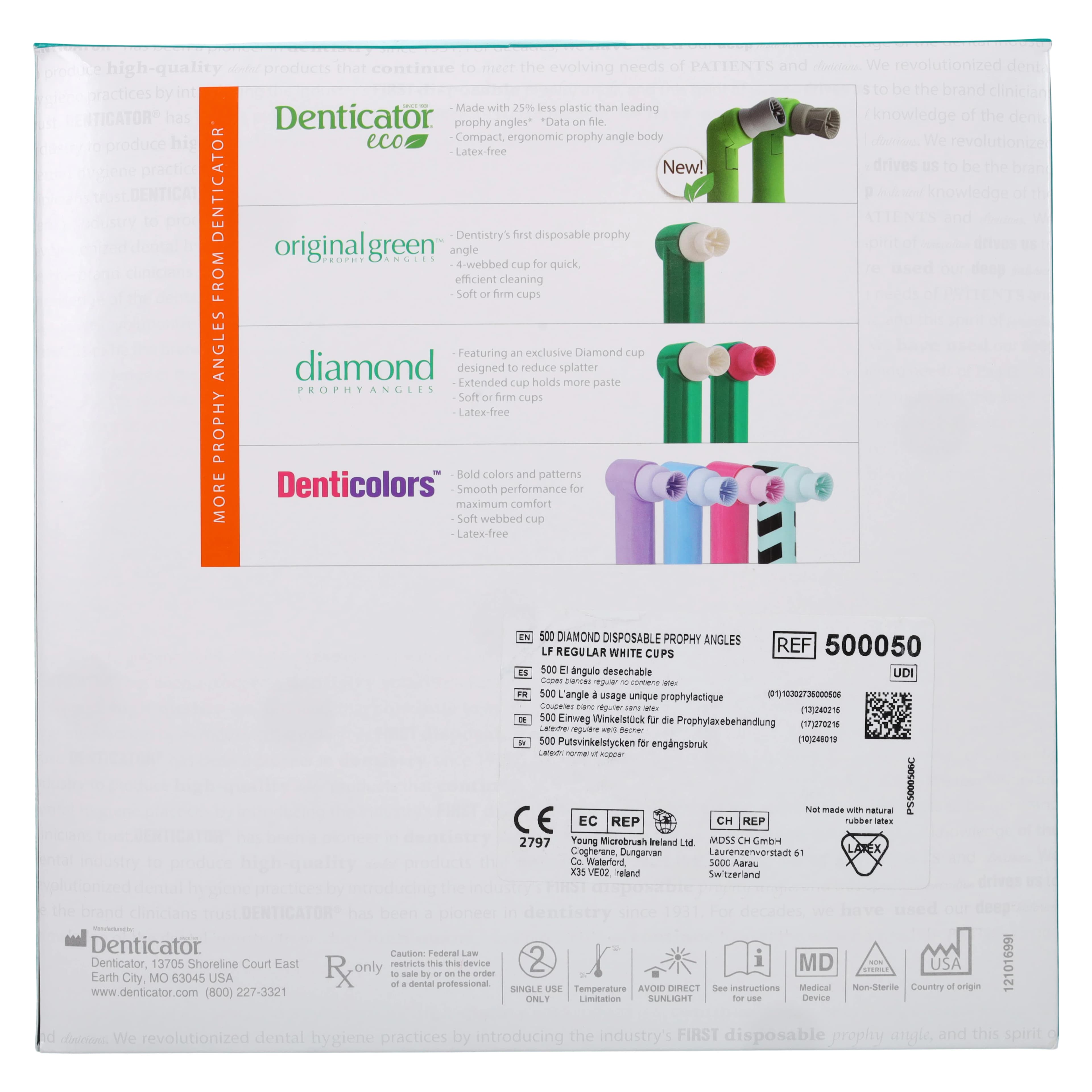 Denticator Diamond Disposable Prophy Angle, Regular White Cup, Latex-Free, 500/Box, 500050 thumbnail 4