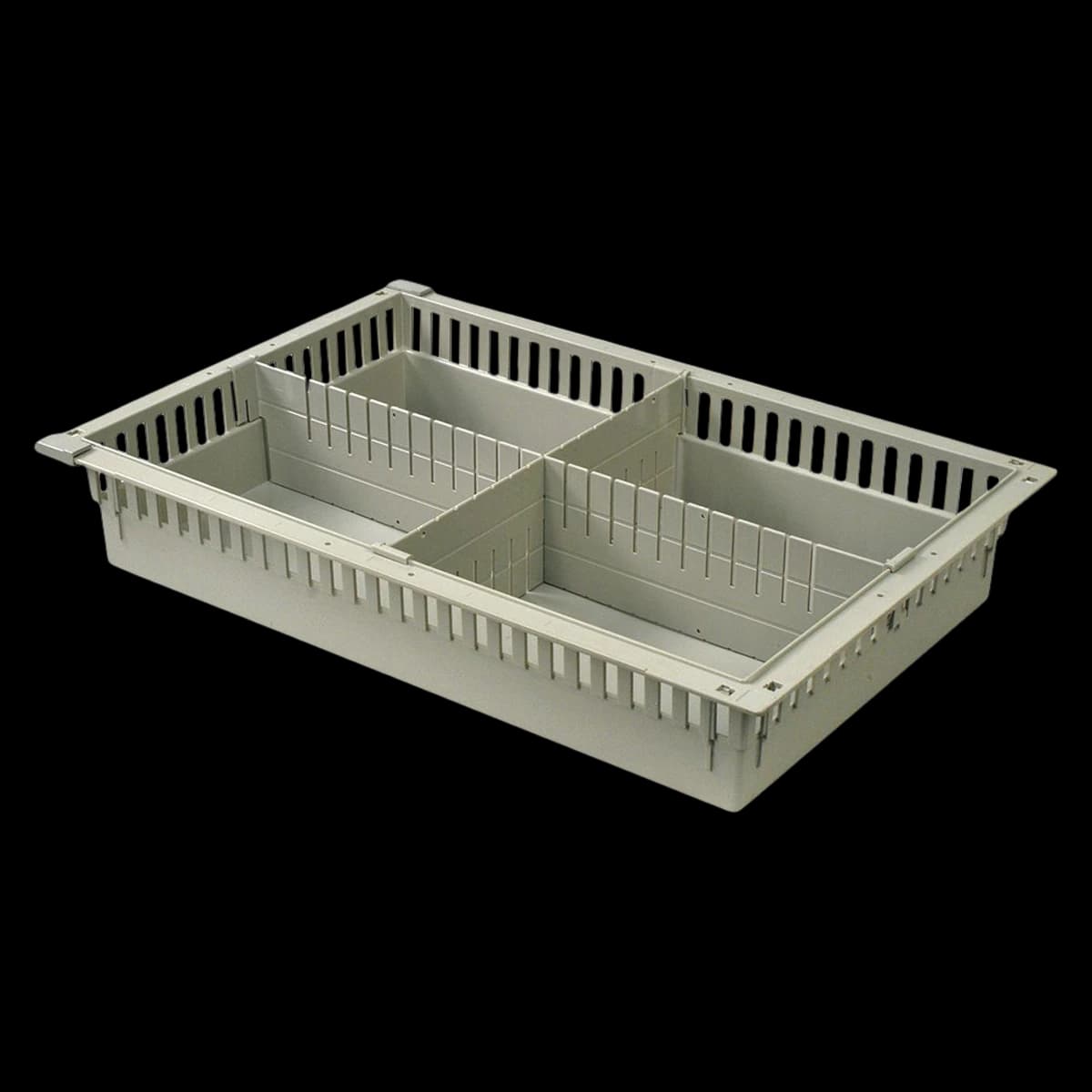 Harloff MedStor Max Cabinet Tray Basket, ABS, 1 Long 1 Short Divider - Tray Baskt ABS 1Lng 1Shrt Dvdr - Image 1