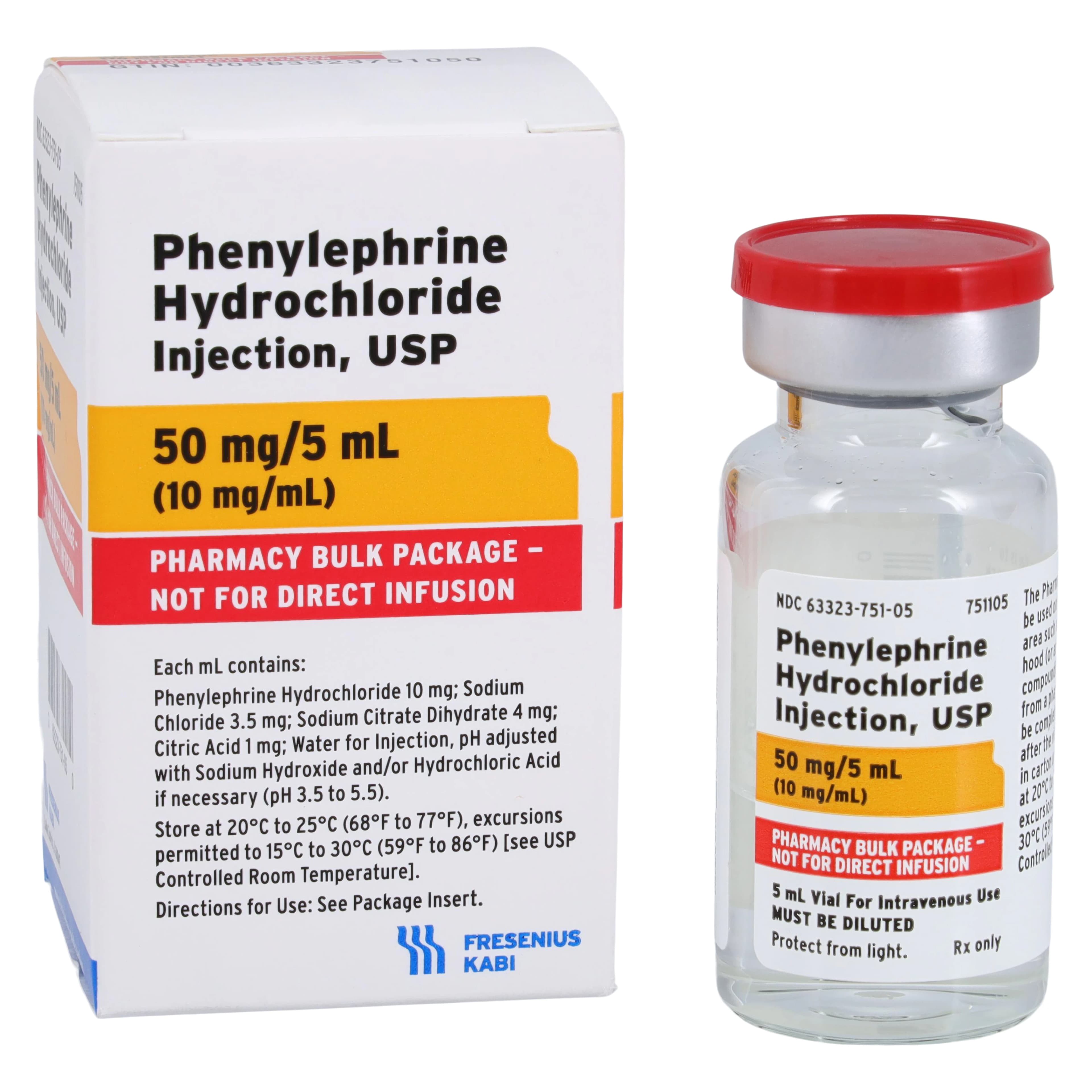 Phenylephrine HCl Injection 10 mg/mL, Single-Dose Vial, 5 mL, Fresenius Kabi - Phenylephrine HCL Inj PBP 5mL - Image 1