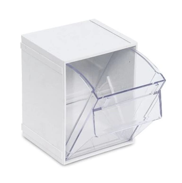Marketlab Tilt Interlocking Bin Storage, White/Clear, 4.75 x 5.25 x 6.25 in, Each - Bin Storage Tilt Interlocking - Image 1
