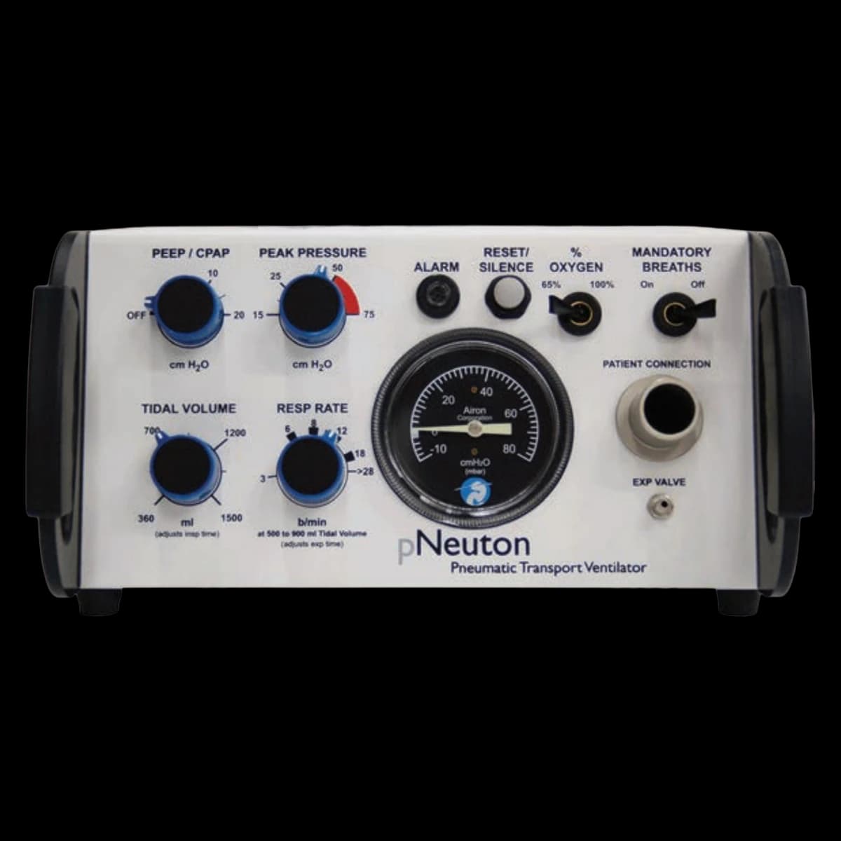 Airon Pneuton Model A Transport Ventilator with Built-In CPAP and Audible/Visual Alarms - Ventilator Pneuton Model A - Image 1