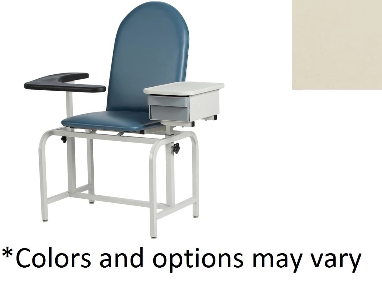 Winco Blood Draw Chair with Adjustable Padded Arms, Tallow Vinyl Upholstery, 300 lb Capacity - Chair BldDrw w/AdjPadArm300lb - Image 1