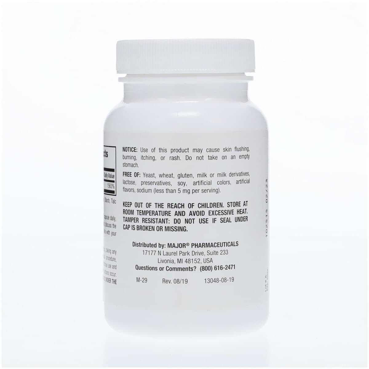 Niacin TR Capsules, 250 mg, 100/Bottle (Major Pharmaceuticals) thumbnail 3