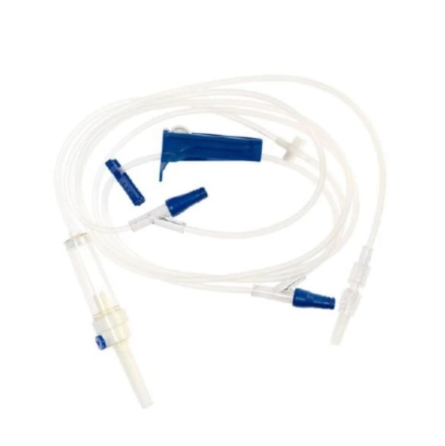 Truecare Biomedix Infusion Administration Set, Needle-Free Clave Y-Injection Site, 10 Drops/mL, 97" Tubing with 14" & 80" Ports, 50/Box thumbnail 2