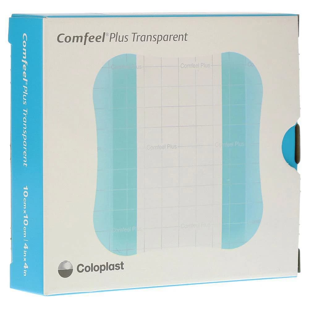Comfeel Plus Hydrocolloid Transparent Dressing, 4x4" Sterile, White/Green, Latex-Free - Dressing Hydrocolloid Comfeel - Image 1