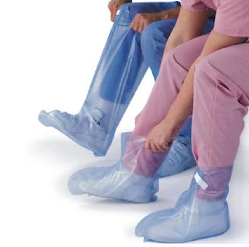 Pedidry Knee-High Boot Covers, Large, Non-Slip, Disposable, Waterproof, 50/Box - Covers Knee-High Boot Plastic - Image 1