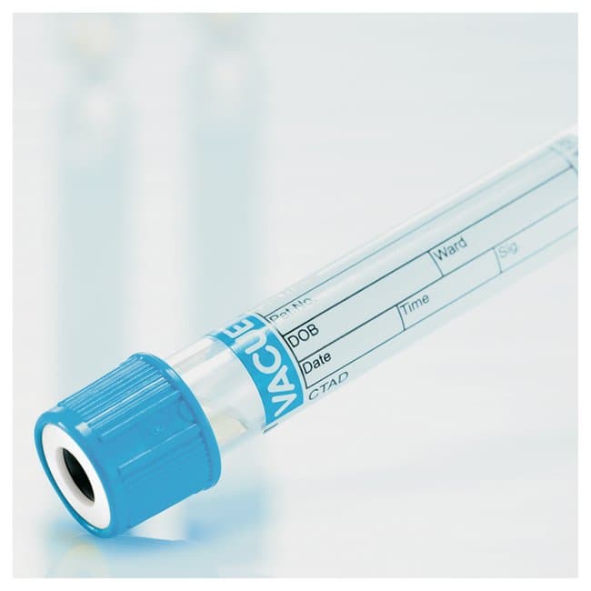 Greiner Bio-One Vacuette Blood Collection Tube, 2mL, Sodium Citrate 3.2%, Blue/White Cap, High Altitude, 50/Pk - Tube Blood Col SodCitrate 3.2% - Image 1